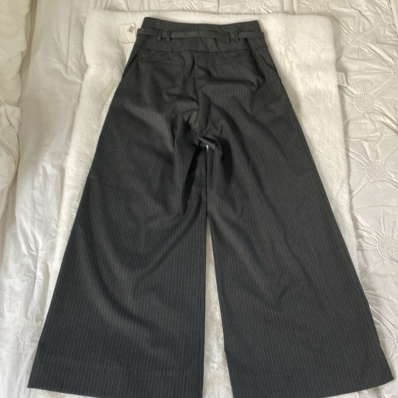 NWT. Hinge Trouser. Wide Leg Hi Rise. Size 4. Gray Stripe Button/Zip w/Belt - Picture 12 of 15